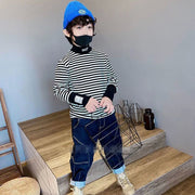 カットソー キッズ ベビー ジュニア 子供服 男の子 女の子 トップス ハイネック ボーダー 長袖 縞々 縞柄 シマシマ カジュアル 着回し力 おしゃれ 春 秋