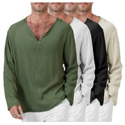 長袖Tシャツ 長袖カットソー トップス メンズ 男性用 Vネック 無地 ソリッドカラー 袖長め ゆったり かっこいい ファッション おしゃれ