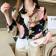 シャツ ブラウス レディース 婦人服 トップス 長袖 半袖 襟付き スタンダードカラー 前あき 花柄 フラワープリント 大柄 おしゃれ かっこいい キレイめ系 通勤 オフィスファッション かわいい デイリー 普段使い 大人女子 大きいサイズ