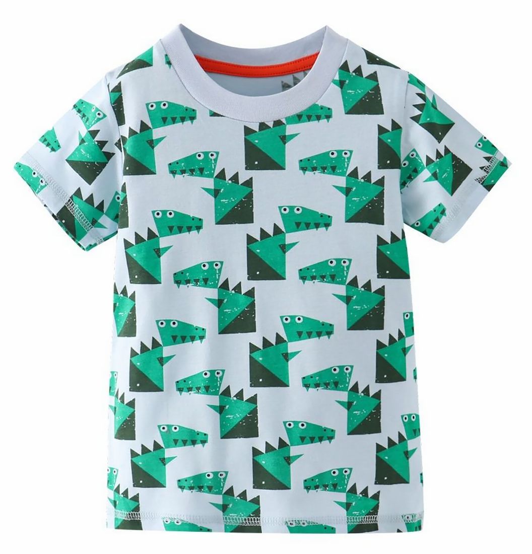 Tシャツ カットソー 半袖 キッズ ベビー 男の子 女の子 ラウンドネック 通園 通学 夏 普段着 恐竜 カジュアル かわいい おしゃれ こども服