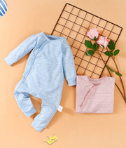 カバーオール ベビー服 赤ちゃん 男の子 女の子 ロンパース 長袖 長ズボン スナップボタン ボーダー柄 かわいい 出産祝い シンプル