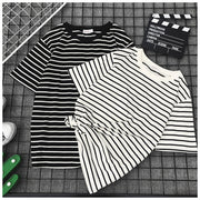 トップス Tシャツ 半袖 ラウンドネック ボーダー しましま モノトーン ホワイト ブラック カジュアル オシャレ 人気 定番 レディース 女性 夏 サマー