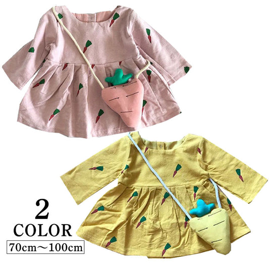 ワンピース キッズ 子ども 女の子 長袖 ラウンドネック 商品画像