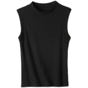 カットソー ノースリーブ タンクトップ トップス リブ レディース 婦人服 ラウンドネック リブカットソー 無地 シンプル 単色 スリム フィット おしゃれ 大きいサイズ 普段使い お出かけ かわいい