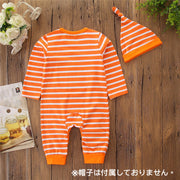 ロンパース 半袖 ベビー服 赤ちゃん 子供用 キッズ 秋服 クルーネック プルオーバー かぼちゃ カバーオール 股下ボタン ハロウィン ボーダー柄 乳児 新生児 かわいい カジュアル お出かけ 出産祝い 70 80 90 100