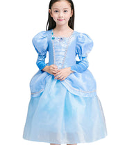 子供用 ドレス ワンピース 長袖 半袖 コスチューム コスプレ 仮装 プリンセス ブルー ハロウィン 子供 キッズ ジュニア 女の子 可愛い かわいい 110～150