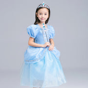 子供用 ドレス ワンピース 長袖 半袖 コスチューム コスプレ 仮装 プリンセス ブルー ハロウィン 子供 キッズ ジュニア 女の子 可愛い かわいい 110～150