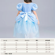 子供用 ドレス ワンピース 長袖 半袖 コスチューム コスプレ 仮装 プリンセス ブルー ハロウィン 子供 キッズ ジュニア 女の子 可愛い かわいい 110～150