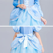 子供用 ドレス ワンピース 長袖 半袖 コスチューム コスプレ 仮装 プリンセス ブルー ハロウィン 子供 キッズ ジュニア 女の子 可愛い かわいい 110～150