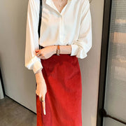 長袖シャツ シフォンシャツ レディース 女性 トップス スタンダードカラー 前ボタン 無地 単色 シンプル 着回し フォーマル カジュアル 大きいサイズあり お洒落 婦人服