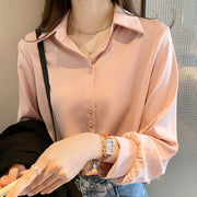 長袖シャツ シフォンシャツ レディース 女性 トップス スタンダードカラー 前ボタン 無地 単色 シンプル 着回し フォーマル カジュアル 大きいサイズあり お洒落 婦人服