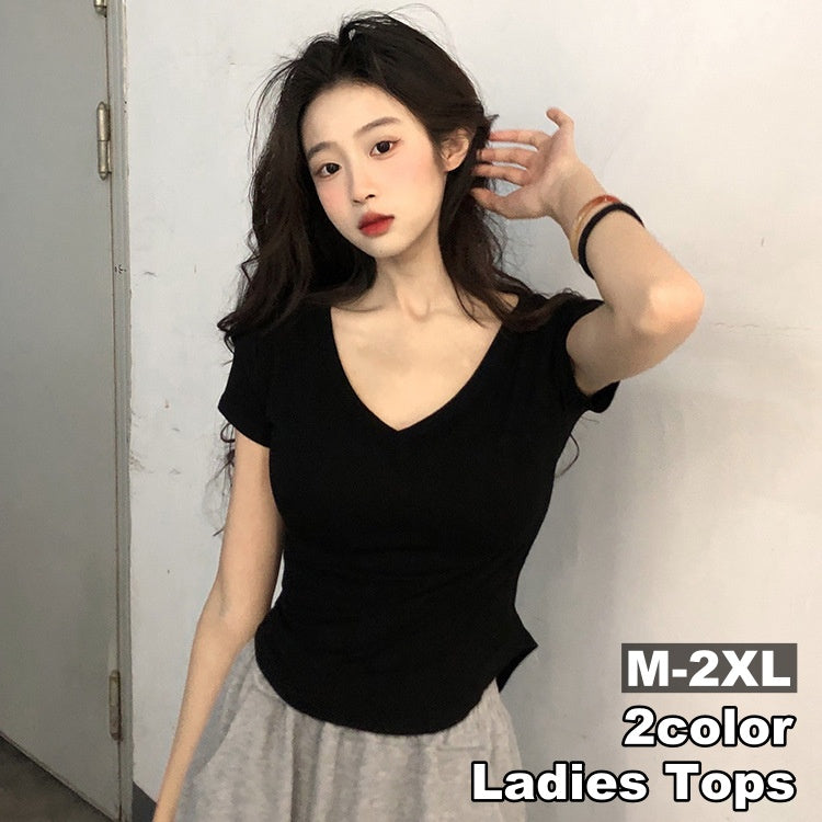 カットソー 半袖 Tシャツ レディース 女性 トップス Vネック ラウンドカット 無地 単色 シンプル 大きいサイズあり 着回し力 合わせやすい お洒落 お出かけ 普段使い 婦人服