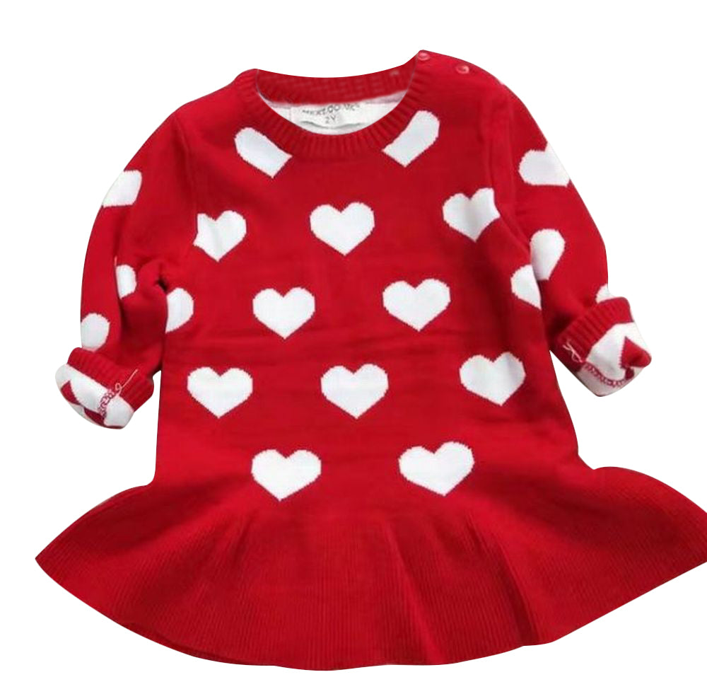 キッズチュニックワンピース チュニックワンピース ニット 子供服 キッズ服 女の子用 ワンピース チュニック トップス 長袖 ラウンドネック ハート柄 ハート 裾フレア フレア 袖リブ 春 秋 冬 春秋 秋冬 可愛い かわいい オシャレ おしゃれ お洒落 ガーリー キュート 子供 こども キッズ 女の子 女児