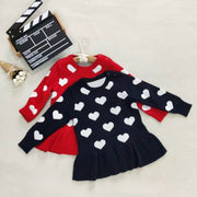 キッズチュニックワンピース チュニックワンピース ニット 子供服 キッズ服 女の子用 ワンピース チュニック トップス 長袖 ラウンドネック ハート柄 ハート 裾フレア フレア 袖リブ 春 秋 冬 春秋 秋冬 可愛い かわいい オシャレ おしゃれ お洒落 ガーリー キュート 子供 こども キッズ 女の子 女児
