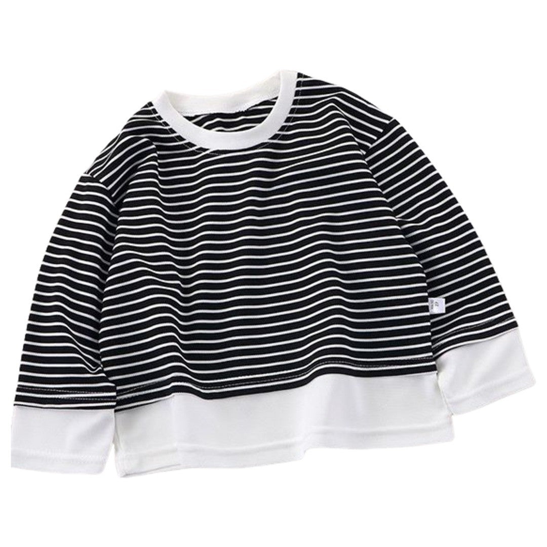 カットソー Tシャツ 長袖 ラウンドネック ボーダー柄 キッズ ジュニア ベビー 男の子 女の子 子供服 ユニセックス 着回し おしゃれ かわいい カジュアル デイリー スタンダード 通園 通学 普段使い
