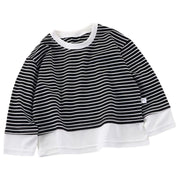 カットソー Tシャツ 長袖 ラウンドネック ボーダー柄 キッズ ジュニア ベビー 男の子 女の子 子供服 ユニセックス 着回し おしゃれ かわいい カジュアル デイリー スタンダード 通園 通学 普段使い