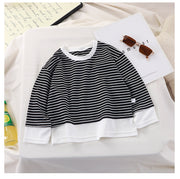 カットソー Tシャツ 長袖 ラウンドネック ボーダー柄 キッズ ジュニア ベビー 男の子 女の子 子供服 ユニセックス 着回し おしゃれ かわいい カジュアル デイリー スタンダード 通園 通学 普段使い