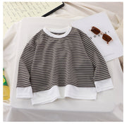 カットソー Tシャツ 長袖 ラウンドネック ボーダー柄 キッズ ジュニア ベビー 男の子 女の子 子供服 ユニセックス 着回し おしゃれ かわいい カジュアル デイリー スタンダード 通園 通学 普段使い
