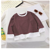 カットソー Tシャツ 長袖 ラウンドネック ボーダー柄 キッズ ジュニア ベビー 男の子 女の子 子供服 ユニセックス 着回し おしゃれ かわいい カジュアル デイリー スタンダード 通園 通学 普段使い