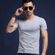 Tシャツ トップス メンズ カットソー 無地 シンプル 半袖 ラウンドネック Vネック タイト 男性用 デイリー ティーシャツ M L XL 2XL 3XL 4XL