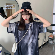 チュニック Tシャツ カットソー レディース 女性 半袖 トップス ラウンドネック オーバーサイズ ゆったり ビッグシルエット 染め風 おしゃれ カジュアル かわいい 大きいサイズ