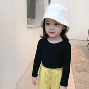 長袖Tシャツ ロングTシャツ カットソー キッズ ベビー 子供 トップス ラウンドネック 無地 単色 シンプル 着回し 女児