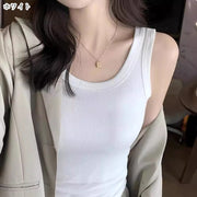 タンクトップ カットソー レディース 女性 トップス インナー ノースリーブ Uネック リブ生地 無地 ブラック ホワイト グレー シンプル カジュアル ラフ クール かっこいい おしゃれ スポーティ