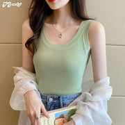 タンクトップ カットソー レディース 女性 トップス インナー ノースリーブ Uネック リブ生地 無地 ブラック ホワイト グレー シンプル カジュアル ラフ クール かっこいい おしゃれ スポーティ
