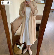 シャツワンピース ロング丈 レディース 婦人服 長袖 レギュラーカラー 襟付き 前開き マキシ丈 シンプル カジュアル 上品 無地 単色 エレガント おしゃれ かわいい 大きいサイズ