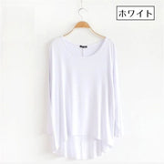 長袖カットソー ロングTシャツ レディース 女性 トップス 婦人服 長袖 ラウンドネック ゆるシルエット 薄め 軽量 無地 単色 シンプル 体系カバー 着回し 合わせやすい カジュアル お洒落 可愛い お出かけ 普段使い デイリー