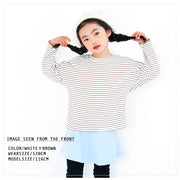 Tシャツ ロンT カットソー 長袖 クルーネック ドロップショルダー ボーダー柄 子供服 キッズ トップス カジュアル 定番 着まわし ヘビロテ バイカラー ツートンカラー 女の子 男の子 女児 男児 子供用 子ども服 こども服 80cm 90cm 100cm 110cm 120cm 130cm