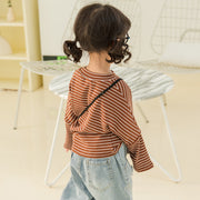 Tシャツ ロンT カットソー 長袖 クルーネック ドロップショルダー ボーダー柄 子供服 キッズ トップス カジュアル 定番 着まわし ヘビロテ バイカラー ツートンカラー 女の子 男の子 女児 男児 子供用 子ども服 こども服 80cm 90cm 100cm 110cm 120cm 130cm