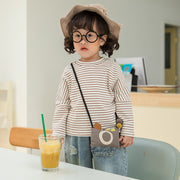 Tシャツ ロンT カットソー 長袖 クルーネック ドロップショルダー ボーダー柄 子供服 キッズ トップス カジュアル 定番 着まわし ヘビロテ バイカラー ツートンカラー 女の子 男の子 女児 男児 子供用 子ども服 こども服 80cm 90cm 100cm 110cm 120cm 130cm