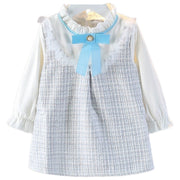 ワンピース 子供服 長袖 重ね着 ツイード キッズ キッズファッション フォーマル 女の子 レイヤード ドレス きれいめ 入園式 セレモニー チェック柄 フリル リボン こども 秋 冬 春 ピンク 卒園式 七五三 結婚式 可愛い