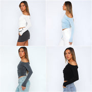 カットソー 長袖 Tシャツ オフショルダー アシンメトリー 肩出し 斜め肩 レディース 女性 トップス 無地 おしゃれ