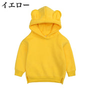 パーカー プルオーバー キッズ ジュニア 子供用 女の子 男の子 トップス 長袖 フード付き 耳付き 無地 シンプル ソリッドカラー カジュアル お洒落 お出かけ 普段使い ガールズ ボーイズ