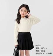 長袖カットソー トップス キッズ ジュニア Tシャツ 女の子 半ハイネック フリル襟 起毛 カットソー インナー 重ね着 通園 通学 普段着 お出かけ 秋冬 春秋 シンプル 着回し