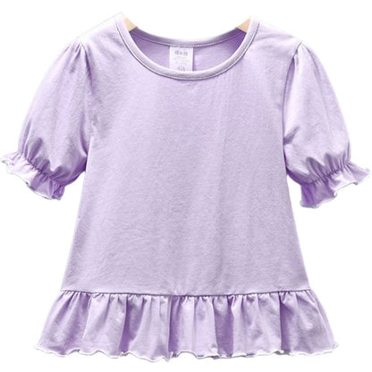 カットソー Tシャツ 半袖 トップス キッズ ベビー パープル×フリル バリエーション画像
