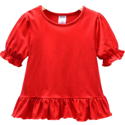 カットソー Tシャツ 半袖 トップス キッズ ベビー レッド×フリル バリエーション画像