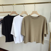 カットソー Tシャツ レディース トップス ラウンドネック 半袖 背中開き 背中見せ おしゃれ カジュアル 無地 単色 お出かけ