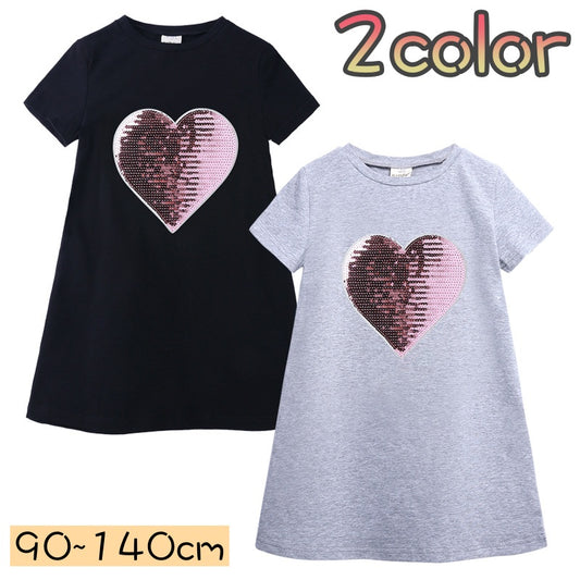 Tシャツワンピース Aライン キッズ 女の子 子供用 半袖 商品画像