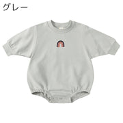 ロンパース トレーナー ボディスーツ つなぎ ベビー服 赤ちゃん 男の子 女の子 長袖 ロングスリーブ 袖リブ 股下ボタン かわいい