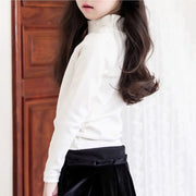 カットソー キッズ ジュニア 子ども服 子供服 女の子 男の子 ユニセックス 男女兼用 ペアルック お揃い トップス 長袖 ハイネック 無地 ホワイト ブラック ピンク シンプル カジュアル 可愛い キュート おしゃれ 秋 冬