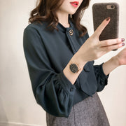 ブラウス ボウタイ レディース 女性 婦人 大きいサイズ トップス 長袖 シフォン 無地 単色 シンプル オフィス ビジネス 通勤