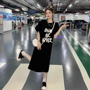 ワンピース Tシャツワンピース 半袖 ロング レディース ラウンドネック クルーネック Aライン プルオーバー 大きいサイズ 無地 単色 体型カバー 楽チン