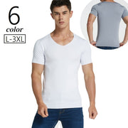 Tシャツ 半袖 カットソー メンズ 男性 紳士 トップス 大きいサイズ Vネック 細身 薄手 インナー シンプル ベーシック 定番 おしゃれ カジュアル 着回し 白 黒 灰 ワイン 青