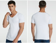 Tシャツ 半袖 カットソー メンズ 男性 紳士 トップス 大きいサイズ Vネック 細身 薄手 インナー シンプル ベーシック 定番 おしゃれ カジュアル 着回し 白 黒 灰 ワイン 青
