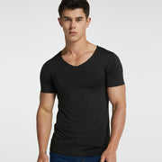 Tシャツ 半袖 カットソー メンズ 男性 紳士 トップス 大きいサイズ Vネック 細身 薄手 インナー シンプル ベーシック 定番 おしゃれ カジュアル 着回し 白 黒 灰 ワイン 青