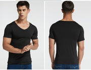Tシャツ 半袖 カットソー メンズ 男性 紳士 トップス 大きいサイズ Vネック 細身 薄手 インナー シンプル ベーシック 定番 おしゃれ カジュアル 着回し 白 黒 灰 ワイン 青
