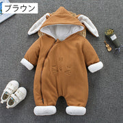 カバーオール ジャンプスーツ つなぎ 子供服 裏起毛 あったか ベビー 赤ちゃん 女の子 男の子 アウター 防寒 耳付き フード付き リブ アニマル ウサギ クマ ジップアップ 長袖 おしゃれ かわいい ロンパース 乳児 幼児 新生児 出産祝い ギフト プレゼント 女児 男児 子ども こども